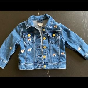 Embroidered Unicorn Stretch Denim Jacket